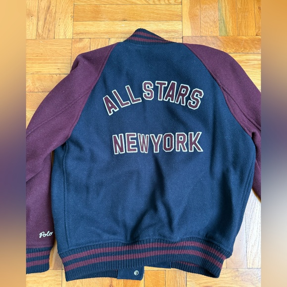 Polo Ralph Lauren Men's Varsity Jacket in Navy and Burgundy - Picture 6 of 10